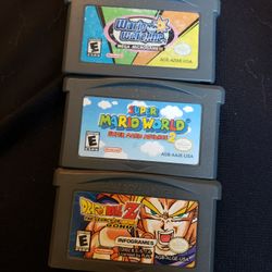 3 Gameboy Advance Games Mario World 2, Wario Ware Inc, Dragonball Z  Legacy Of Goku