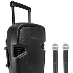 Rockville RAM12BT V2 600W 12" Powered PA Speaker, Bluetooth, 2 Wireless Mics