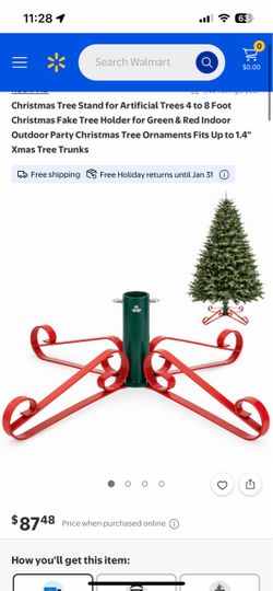 Red & Green Metal Christmas Tree Stand for 4’-8’ tall Trees