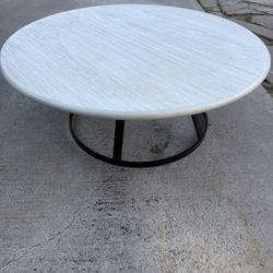 White Wood Coffee Table, Metal Frame