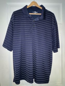 Men's Navy Striped Short Sleeve Polo Shirt Size XL