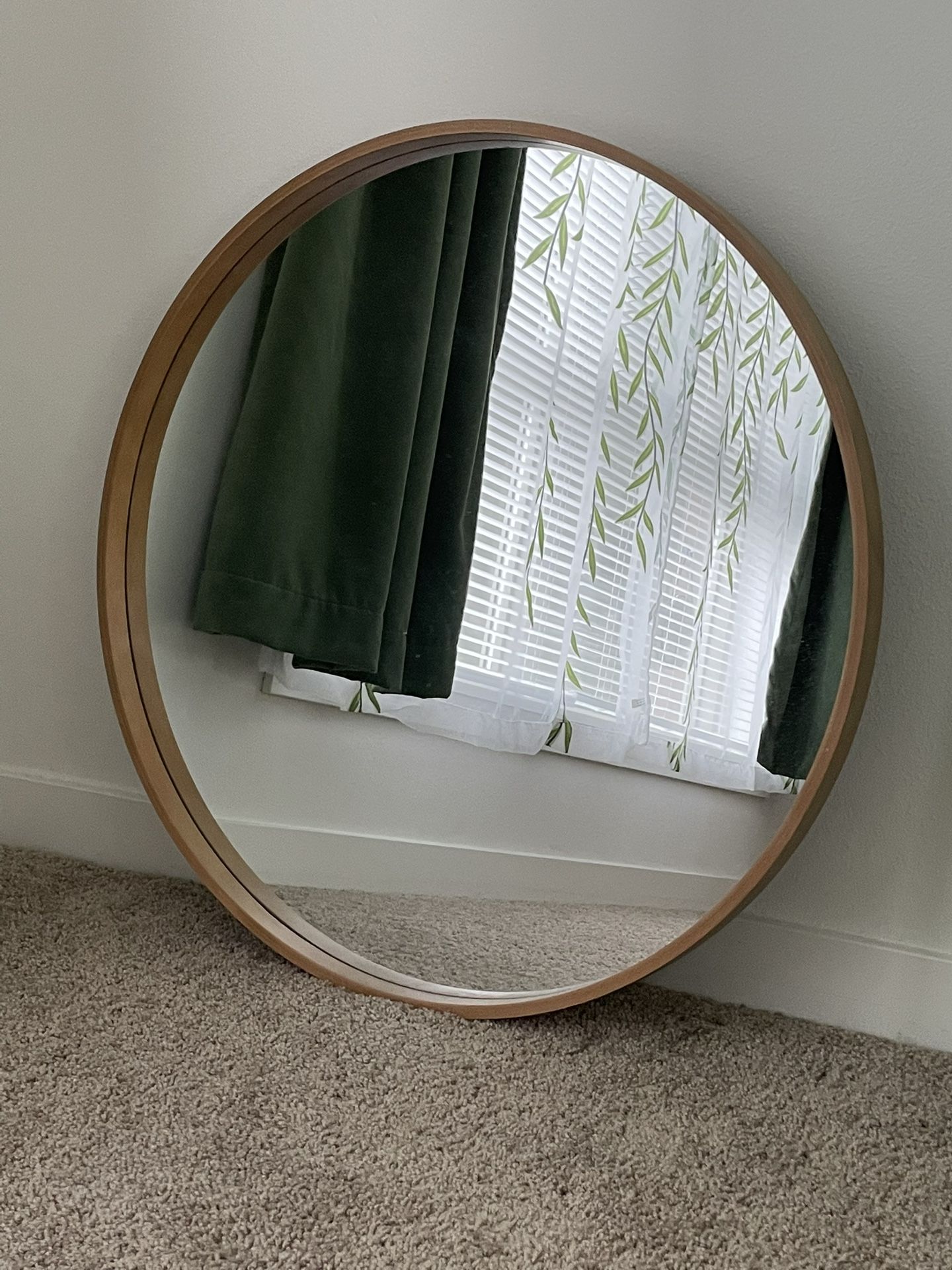 30" Round Wood Framed Wall Mirror Natural - Hearth & Hand™ with Magnolia: Bathroom, Circular