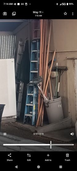 blue fiberglass 8 ft ladder and fiberglass blue 4 ft ladder