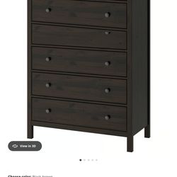 Ikea Hemnes 6 Drawer Dresser Black Brown (New In Box) Retails $400