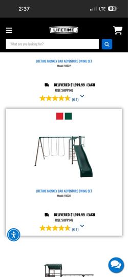 Lifetime monkey bar adventure swing set used.