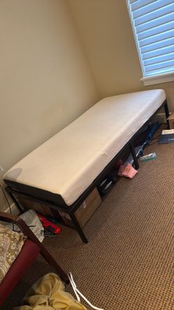 Twin bed frame with mattress