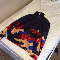 Red Blue Yellow Button Down Sweatshirt