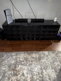 Black Gloss Sideboard with Geometric Door Panels