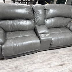 2 Powered Leather Sofas
