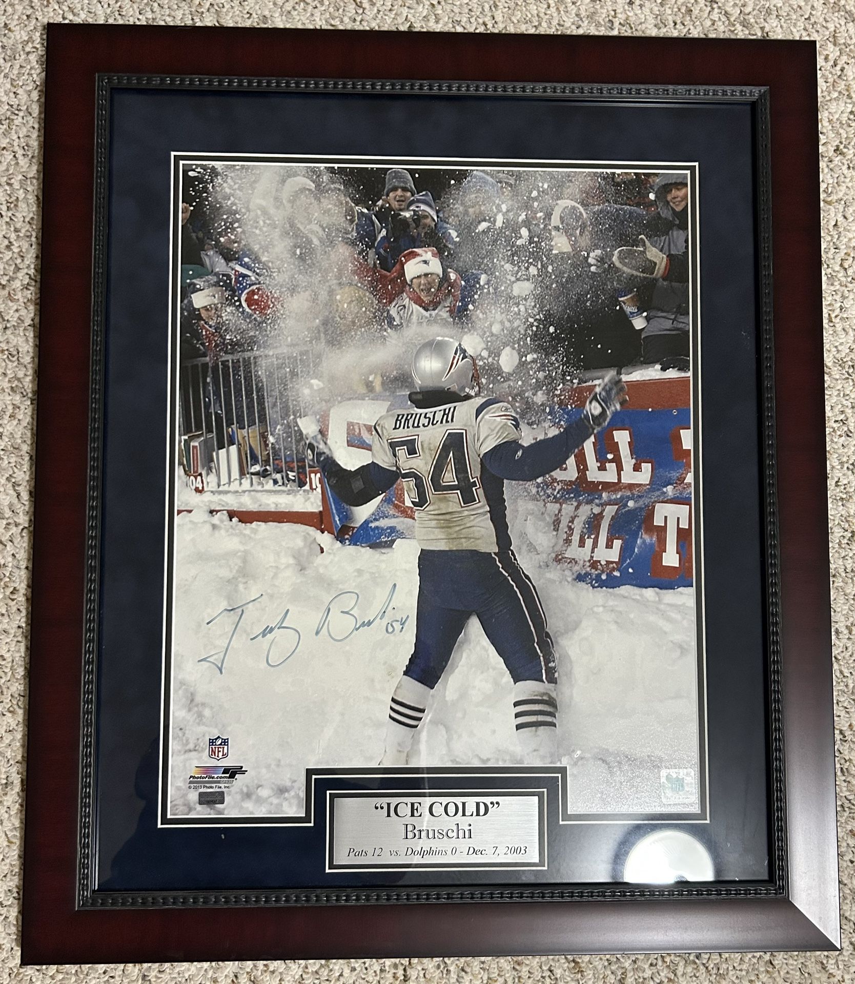 Tedy Bruschi Autograph Photo Ice Cold Bruschi