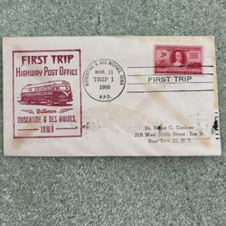 1950 First Trip Highway Post Office Cover Commemorates The Service Between Muscatine And Des Moines Iowa #971