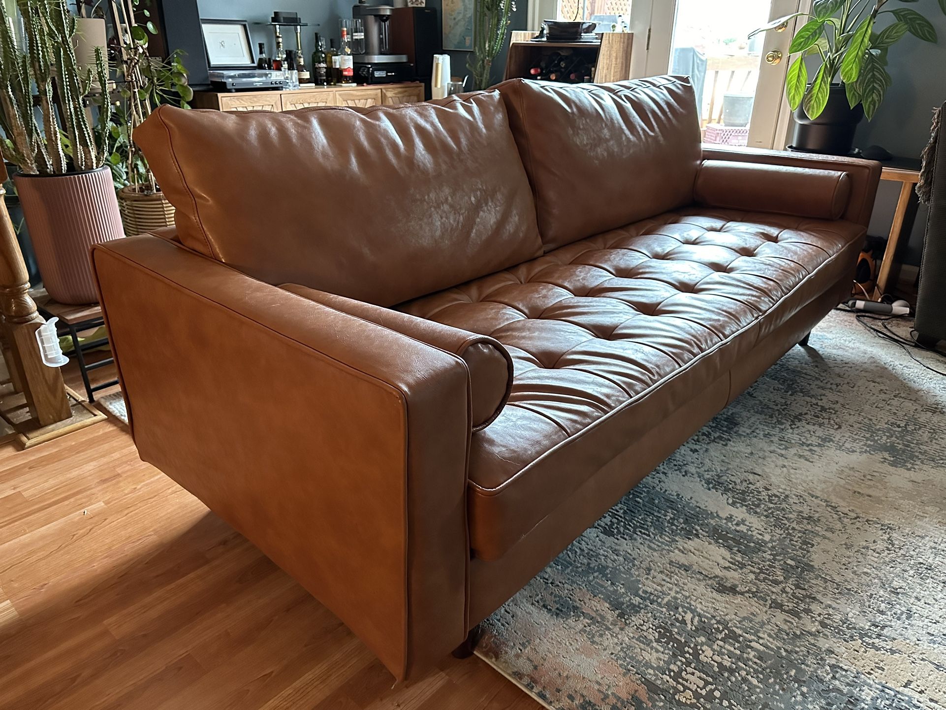 Allmodern Geo 84" Genuine Leather Sofa