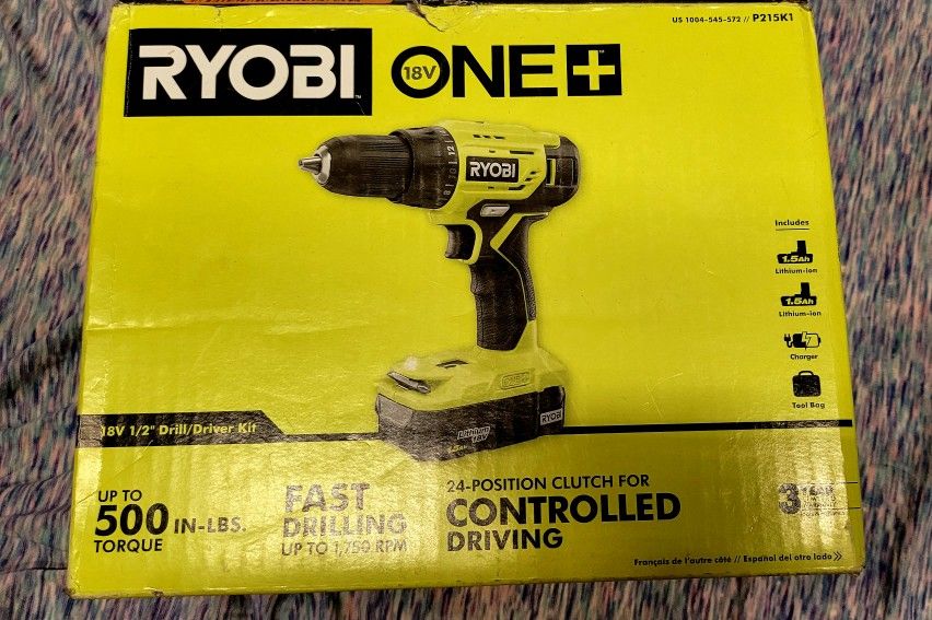 RYOBI ONE+ 18V 1/2 Drill/Driver Kit (P215)