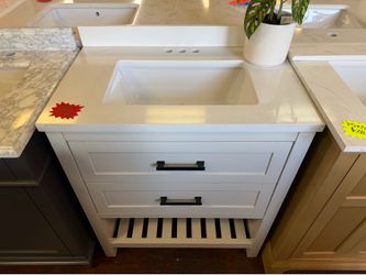 Autumn 30 in. Single Sink Freestanding White Bath Vanity with White Engineered Stone Top