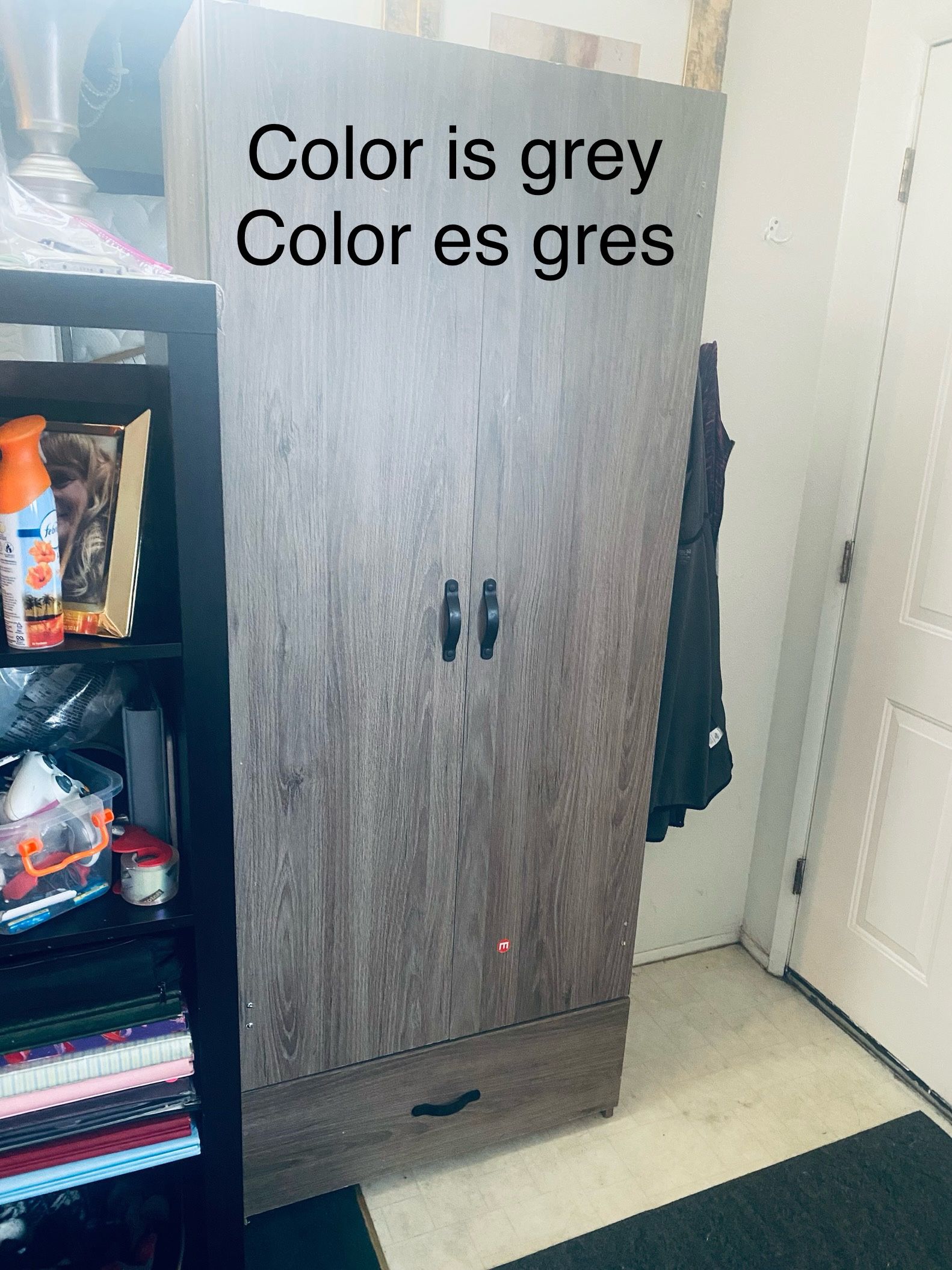 π₯°π₯°$$130- (firm on price) Beautiful grey (it looks light brown in the pictures, but it is actually gray ) shelf (it is used so not in perfectly flawl