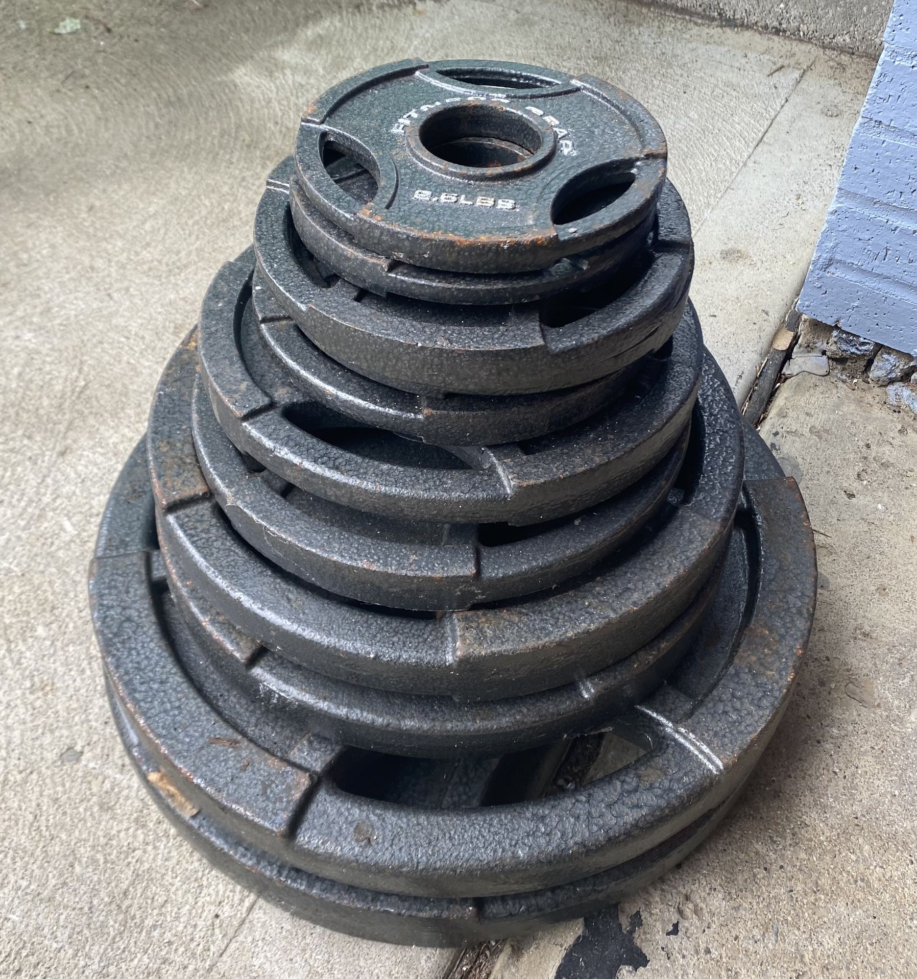 Fitness Gear Olympic weight plates.