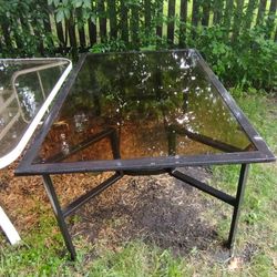 Wrought Iron Patio Furniture, 6 Swivels &  Table w/ Tinted Glass.