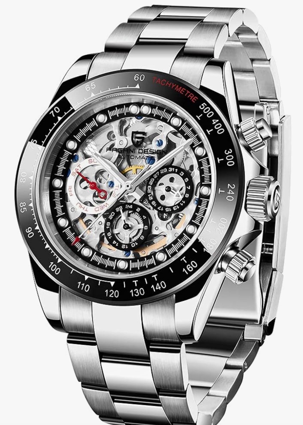 Pagani Design Automatic men’s open machine Watch silver