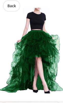 Green Tulle High- Low skirt XS
