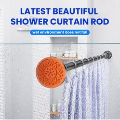 Black Shower Curtain Rod 32-80 Inches, No Drilling Tension Curtain Rod, Rust Proof Adjustable Spring Rods for Bathroom and Window, Stainless Steel