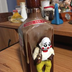 1950's Redware Liquor Bottle El Stinko Pom Pom Juice