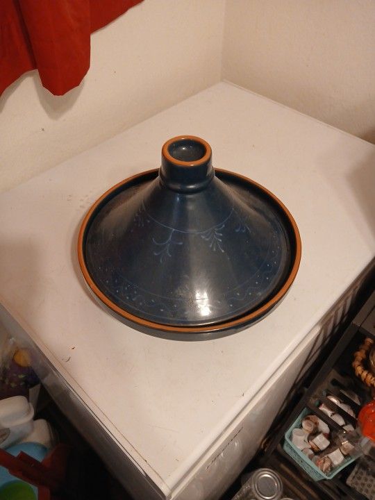 Ceramic Tagine Cooking Pot Portugal Clay Navy BLUE