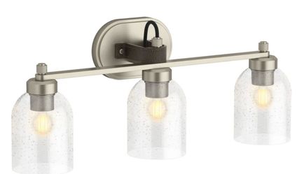 Kohler 3-light Wall-Mount Bathroom Vanity light Bar silver w/ Glass Shades