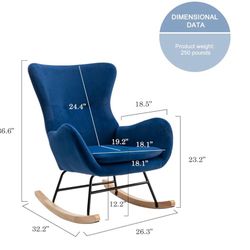 Modern rocking chair with orange poof foot rest.
