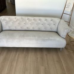 84” Gray Velvet Sofa