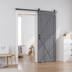 84" x36” Paneled Solid Wood Finished Barn Door with Installation Hardware Kits