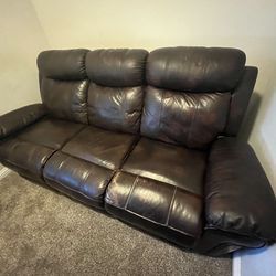 Leather Couch W/ Power Recline, USB