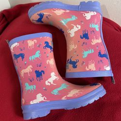 Haltley Painted Pasture Shiny Kids Rain Boots Size 3