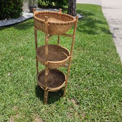 LARGE 3 TIER WICKER  BASKET  40IN TALL