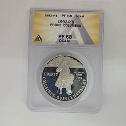 1992-P Christopher Columbus Quincentenary Silver Dollar ANACS PF 68 DCAM Proof