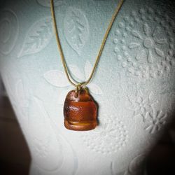Caramel Colored Sea Glass 18k Gold Plated Necklace 