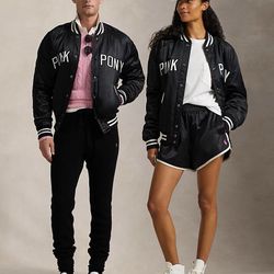 Polo Ralph Lauren Pink Pony Satin Baseball Jacket Size Large 