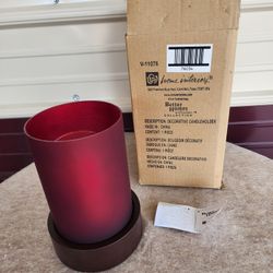 NEW HOME INTERIOR Better Homes Decorative Glass & Wood Pilar Candleholder 8.25"