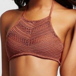 Women's Crochet High Neck Bikini Top Size S - Xhilaratio