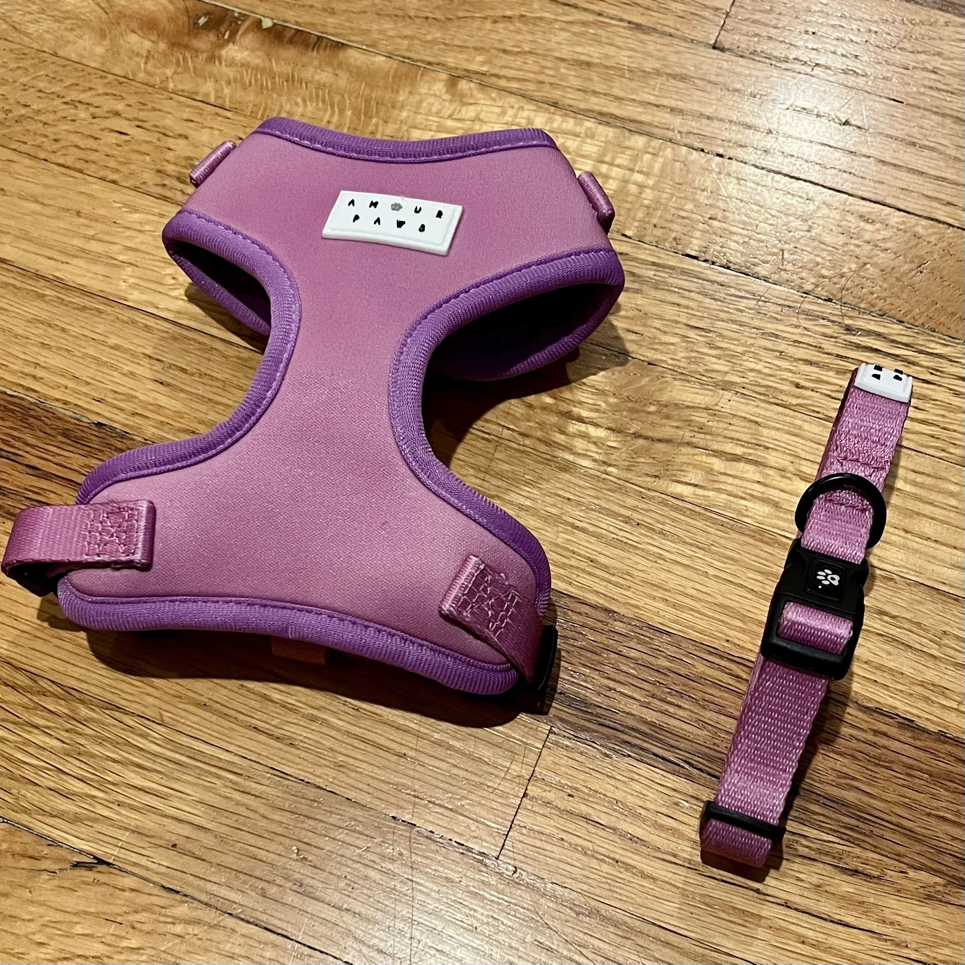NEW Pink with Purple Trim XXS Harness and XS Collar Set