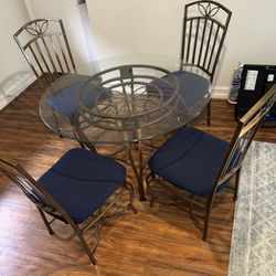 Glass dining room table set