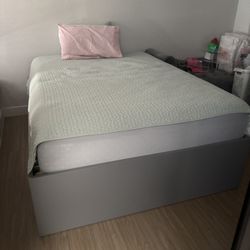 Gray IKEA Queen Bed Frame 