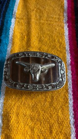 Silver Longhorn Bull Western Belt Buckle