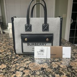 Burberry Freya Shopping Tote Canvas Small $400