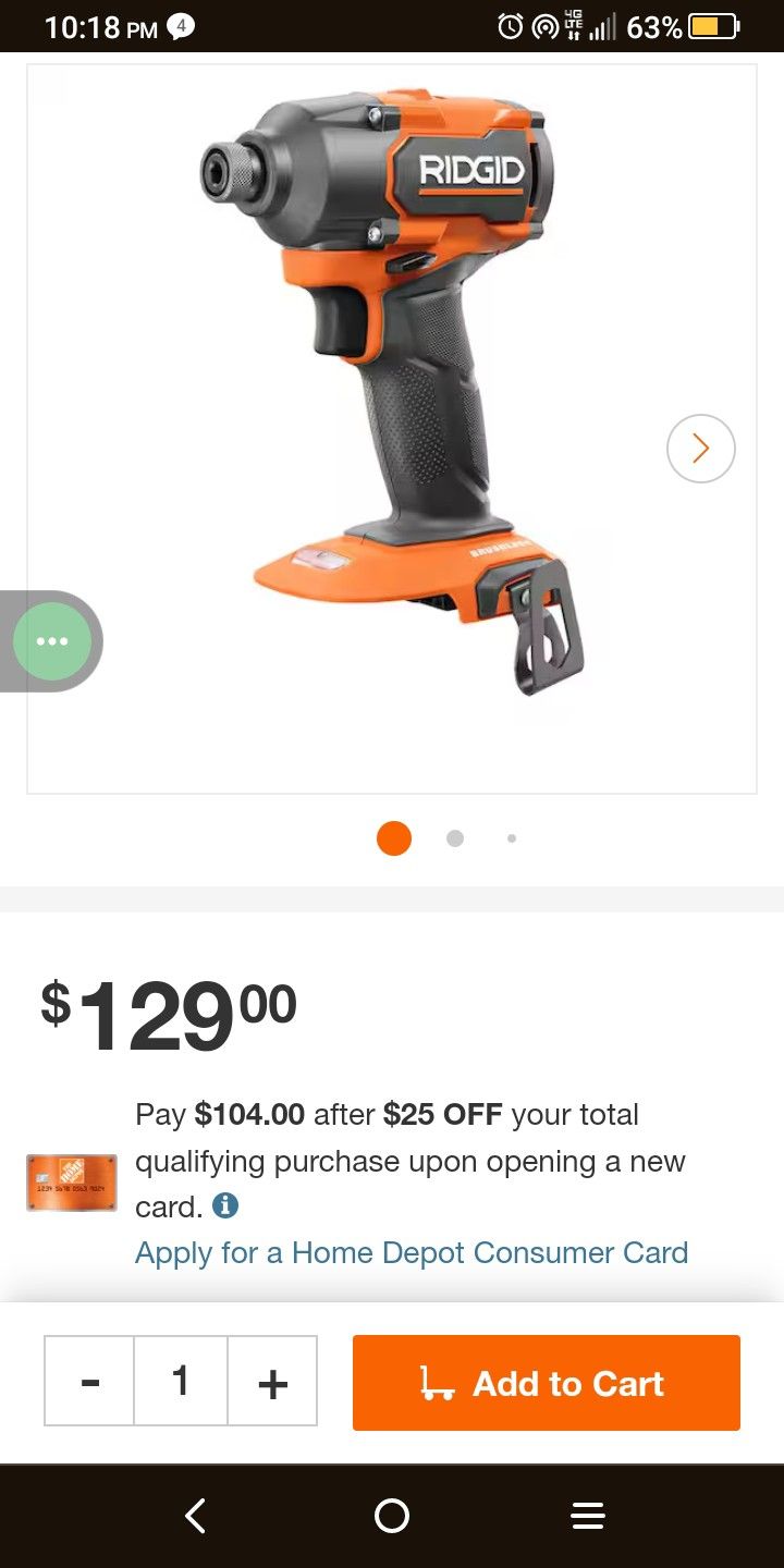 Ridgid Impact X5 With 1(2ah Battery)$60No Charger