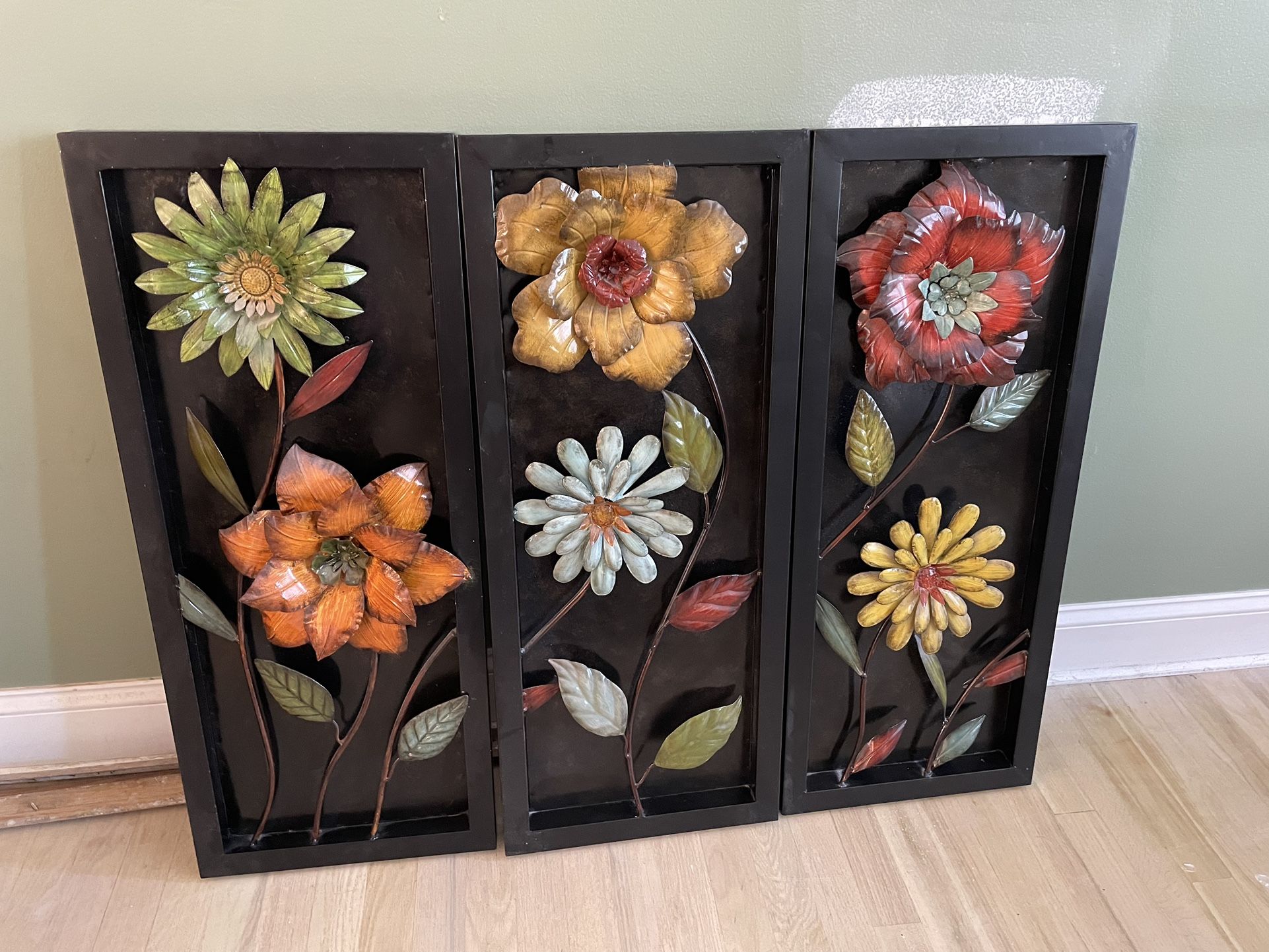 Set Of 3 Floral Wall Panels