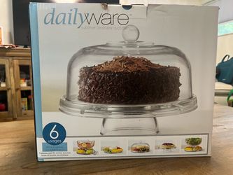 Dailyware 6-in-1 Glass Cake Dome & Serving Stand – Barely Used - With Box