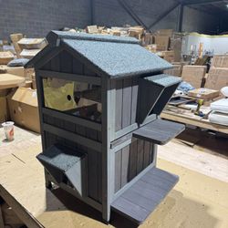 2-Story Wooden Cat House