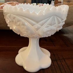 Vintage Milk Glass Compote Dish