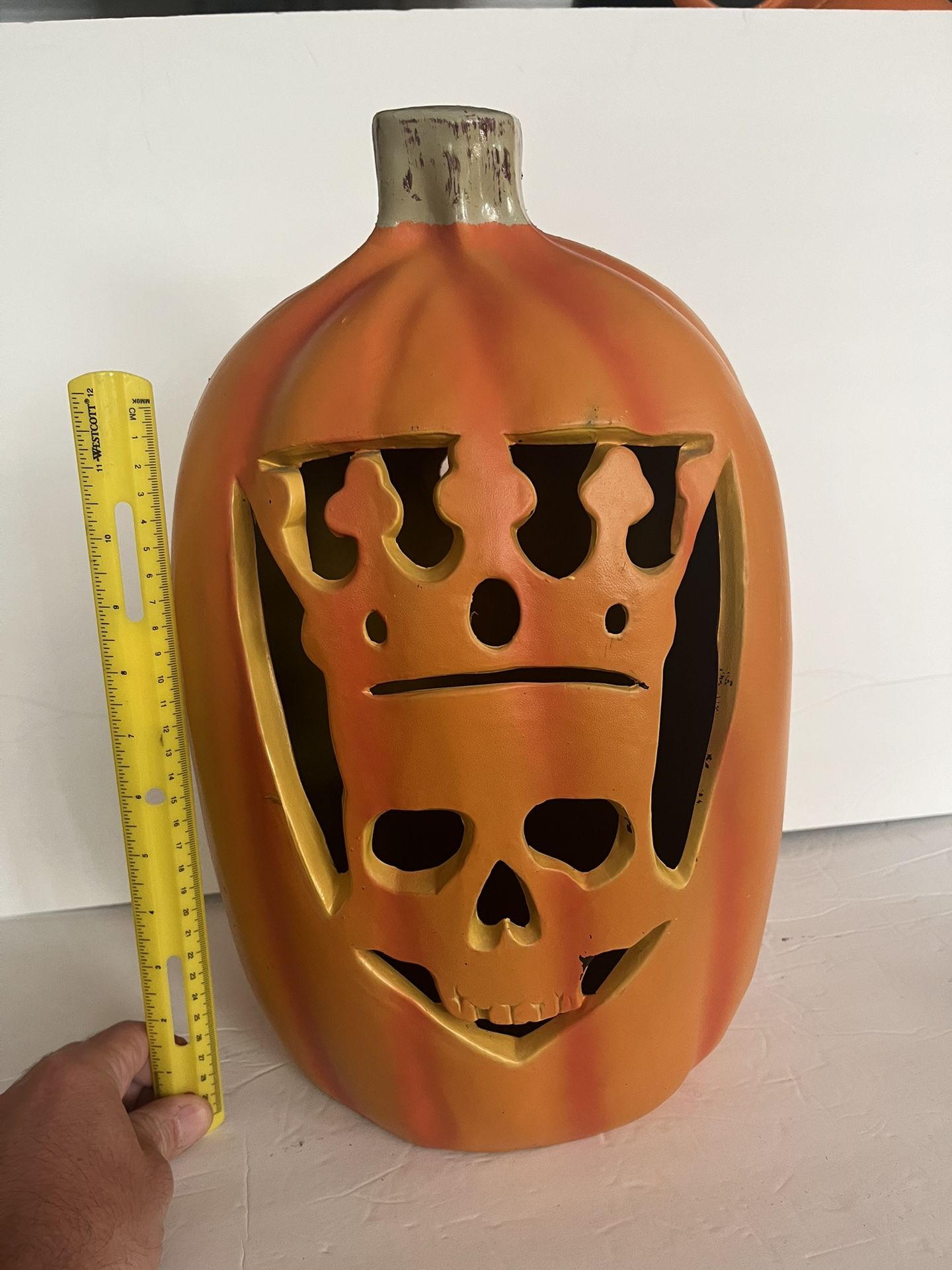 16" Halloween Jack-o-Lantern Skull King Crown Pumpkin Blow Mold Spooky Horror