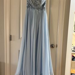 Light Blue Sequin Prom Dress Size 0